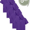 Grape (5-Pack) 4 5-Pack School Uniform Tagless Polo Tshirt for Little Boys & Big Boys